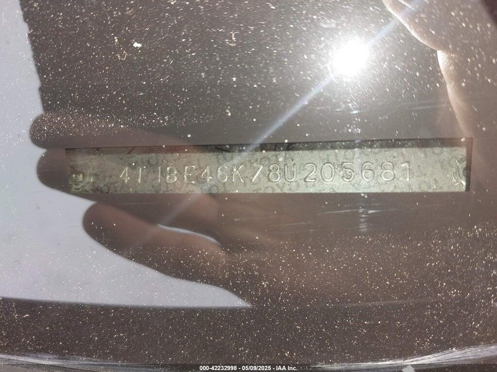 4T1BE46K78U205681 2008 TOYOTA CAMRY photo no. 12