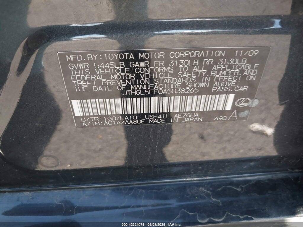 JTHGL5EF0A5038265 2010 LEXUS LS 460 photo no. 9