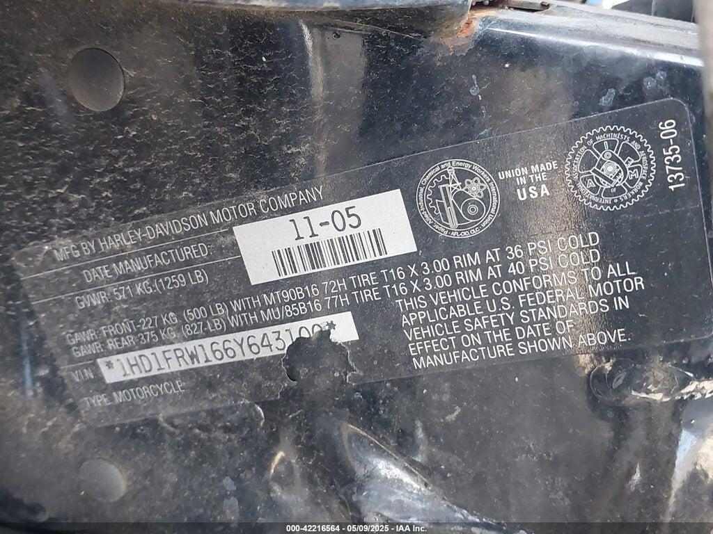 1HD1FRW166Y643100 2006 HARLEY-DAVIDSON FLHRCI photo no. 10