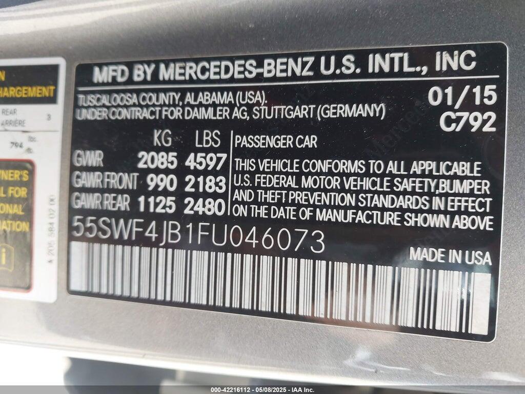 55SWF4JB1FU046073 2015 MERCEDES-BENZ C 300 photo no. 9