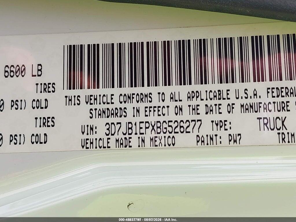 3D7JB1EPXBG526277 2011 RAM RAM 1500 photo no. 9