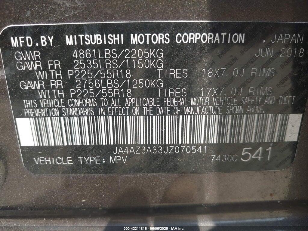 JA4AZ3A33JZ070541 2018 MITSUBISHI OUTLANDER photo no. 9