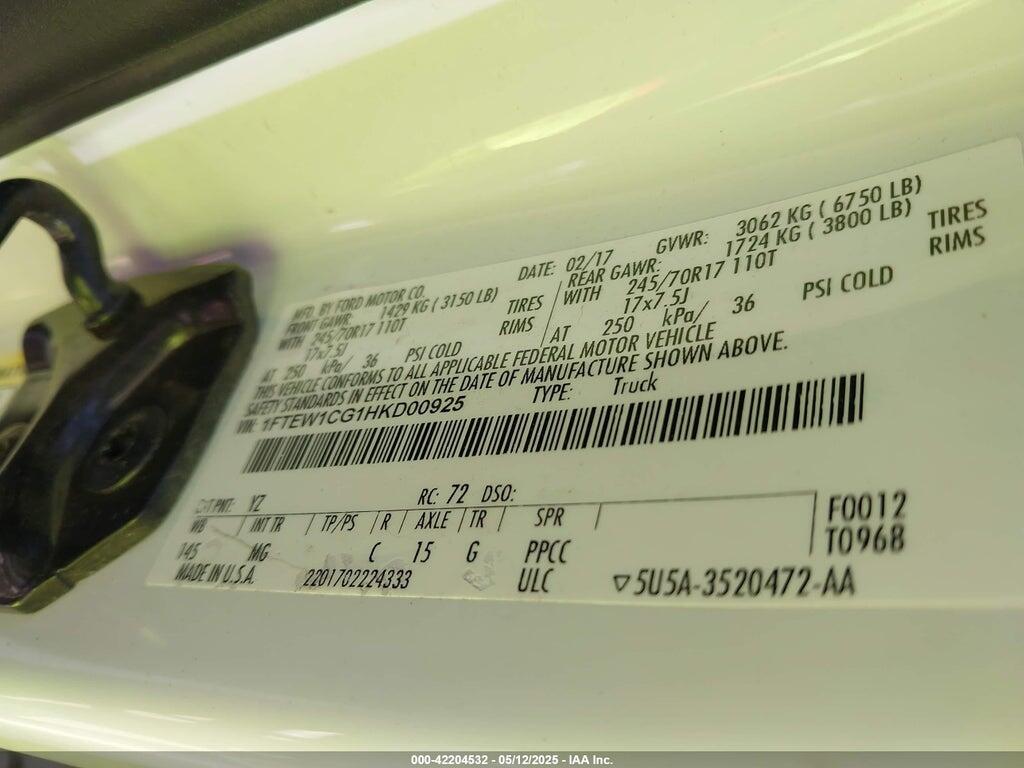 1FTEW1CG1HKD00925 2017 FORD F-150 photo no. 9