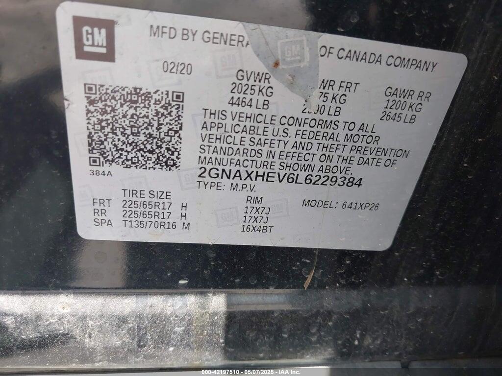 2GNAXHEV6L6229384 2020 CHEVROLET EQUINOX photo no. 9
