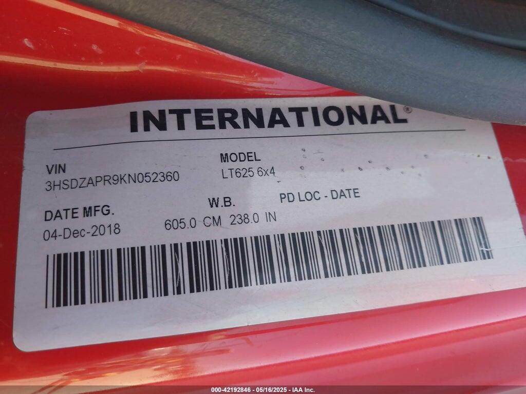 3HSDZAPR9KN052360 2019 INTERNATIONAL LT photo no. 8