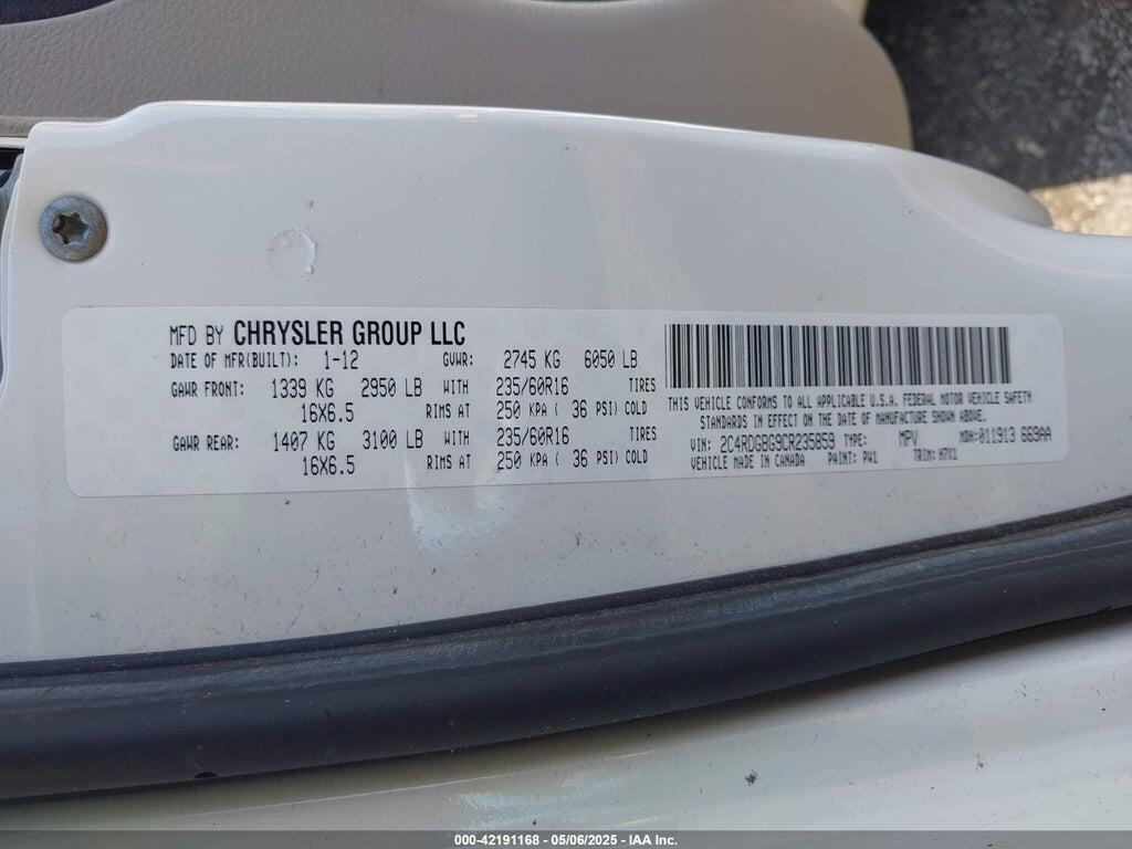 2C4RDGBG9CR235859 2012 DODGE GRAND CARAVAN photo no. 9