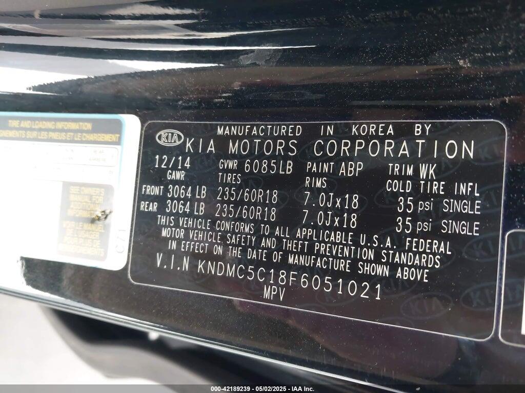 KNDMC5C18F6051021 2015 KIA SEDONA photo no. 9