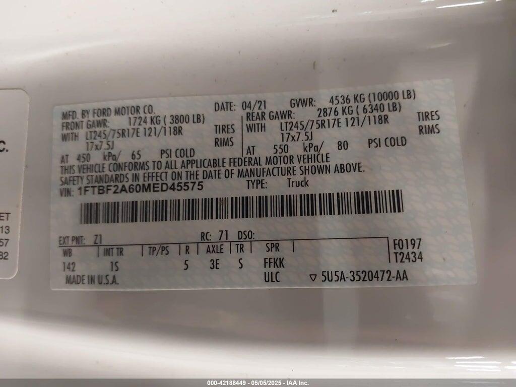 1FTBF2A60MED45575 2021 FORD F-250 photo no. 9