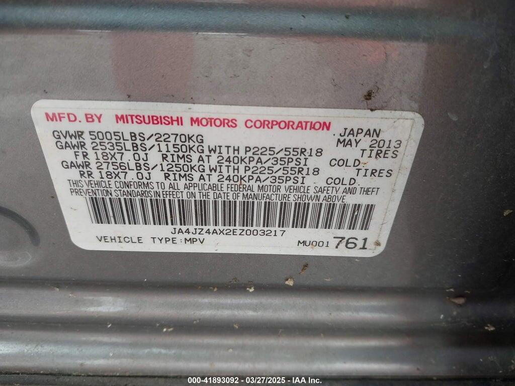 JA4JZ4AX2EZ003217 2014 MITSUBISHI OUTLANDER photo no. 9