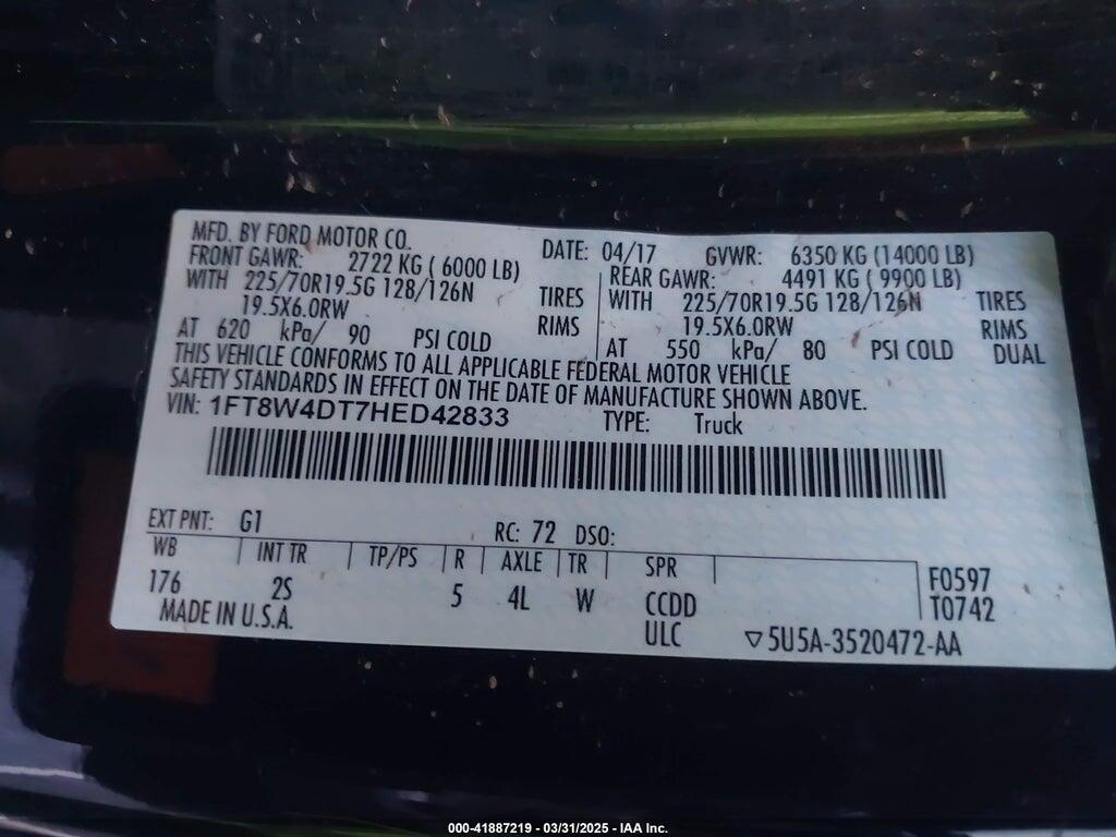 1FT8W4DT7HED42833 2017 FORD F-450 photo no. 9