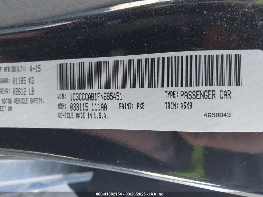 1C3CCCAB1FN695451 2015 CHRYSLER 200 photo no. 9