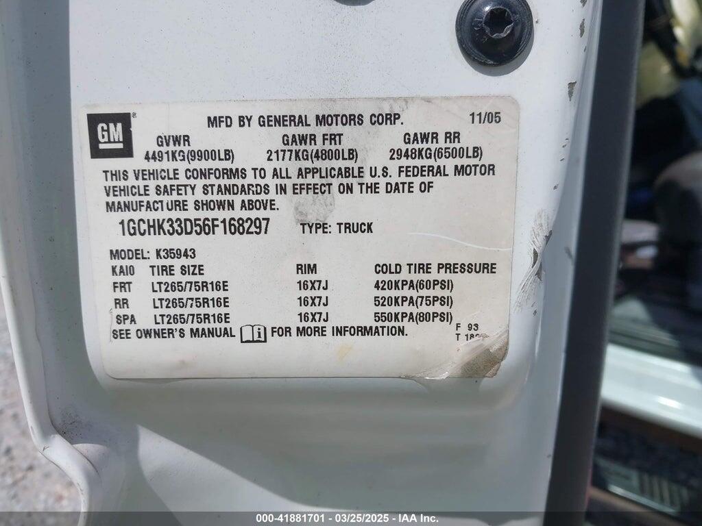 1GCHK33D56F168297 2006 CHEVROLET SILVERADO 3500 photo no. 9