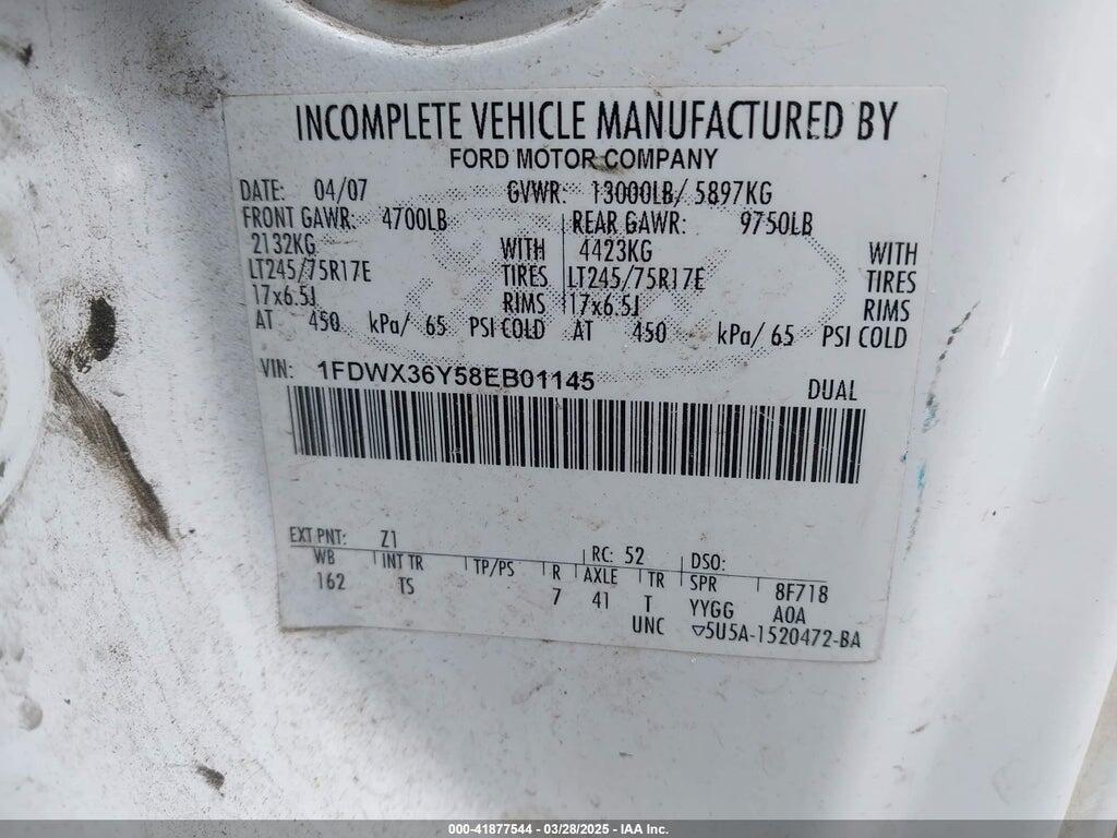 1FDWX36Y58EB01145 2008 FORD F-350 CHASSIS photo no. 8
