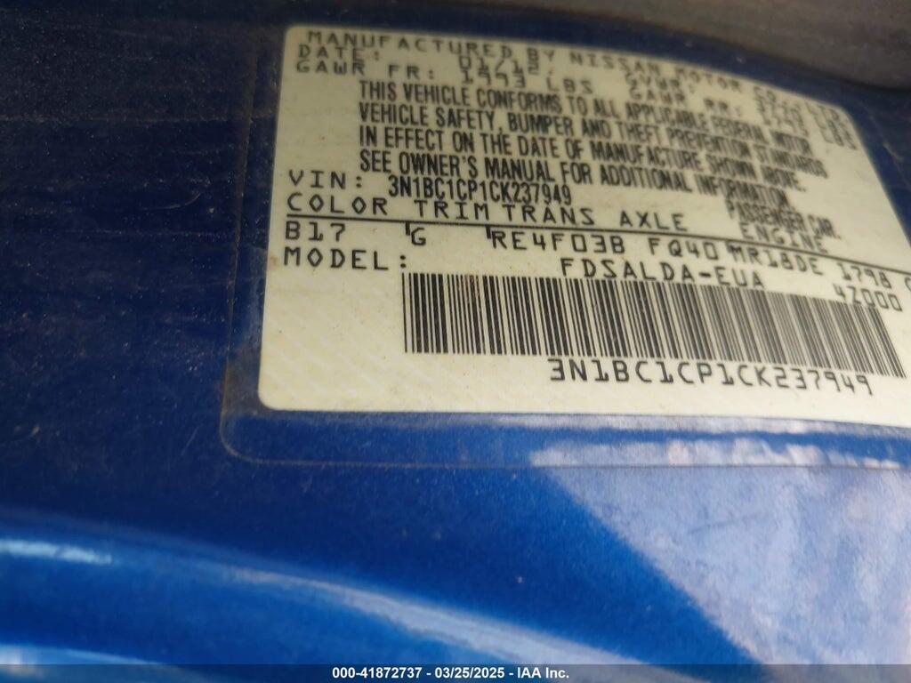 3N1BC1CP1CK237949 2012 NISSAN VERSA photo no. 9