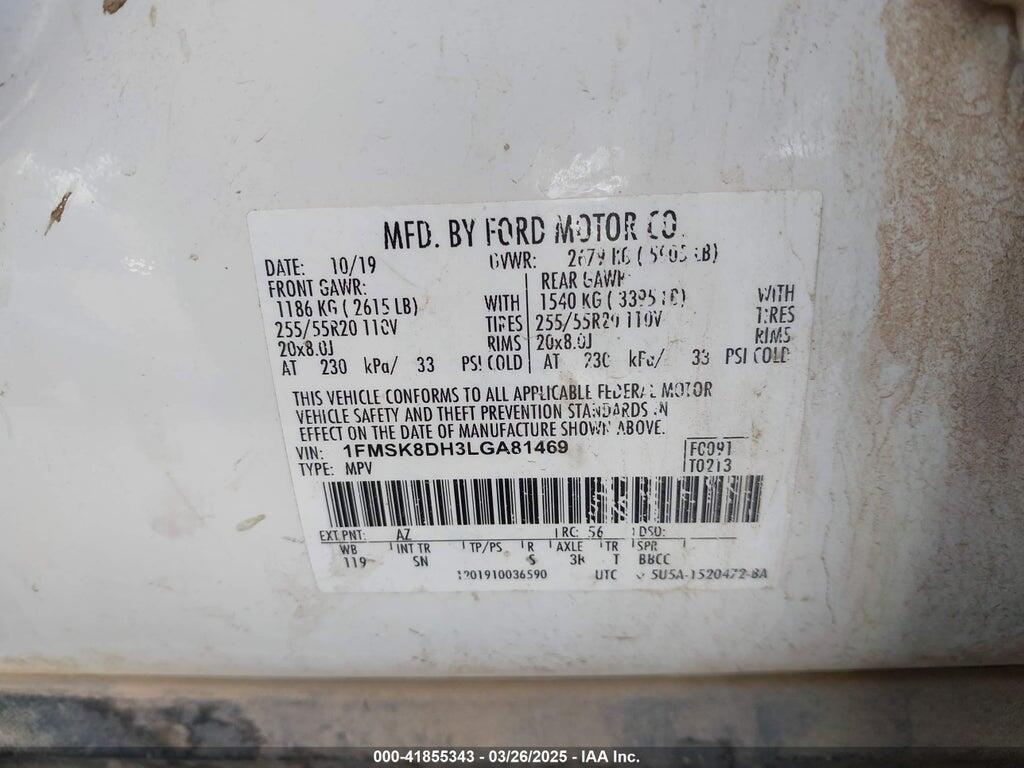 1FMSK8DH3LGA81469 2020 FORD EXPLORER photo no. 9