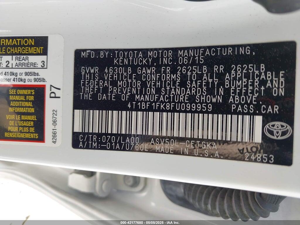 4T1BF1FK8FU099959 2015 TOYOTA CAMRY photo no. 9