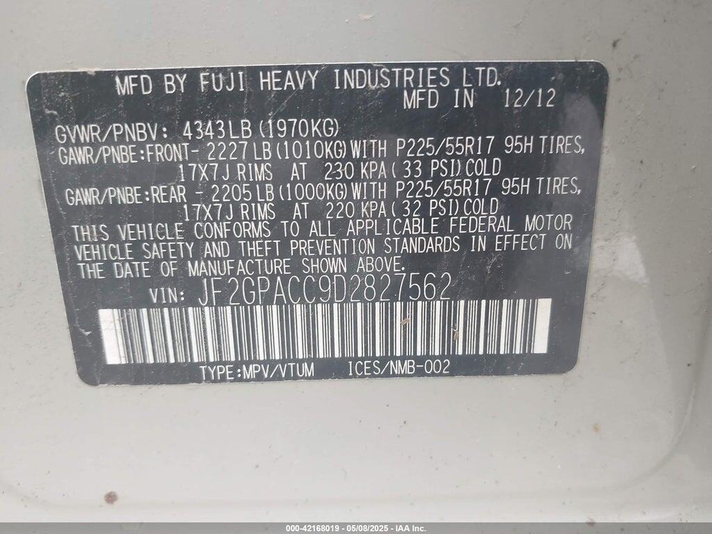 JF2GPACC9D2827562 2013 SUBARU XV CROSSTREK photo no. 9