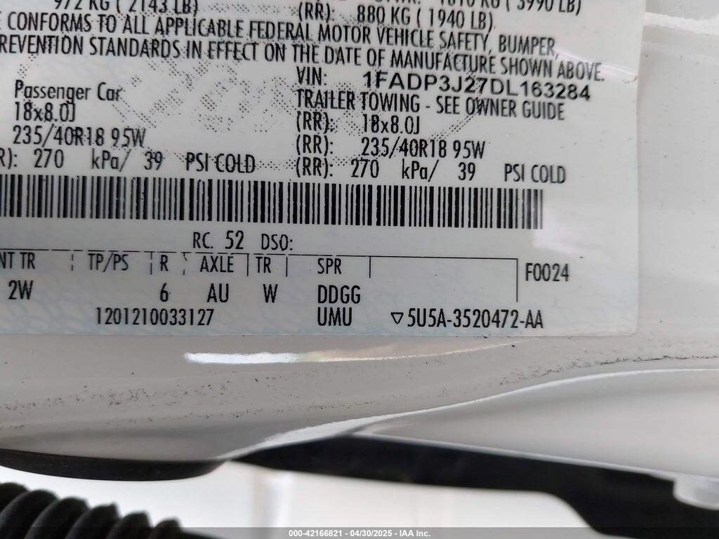 1FADP3J27DL163284 2013 FORD FOCUS photo no. 9