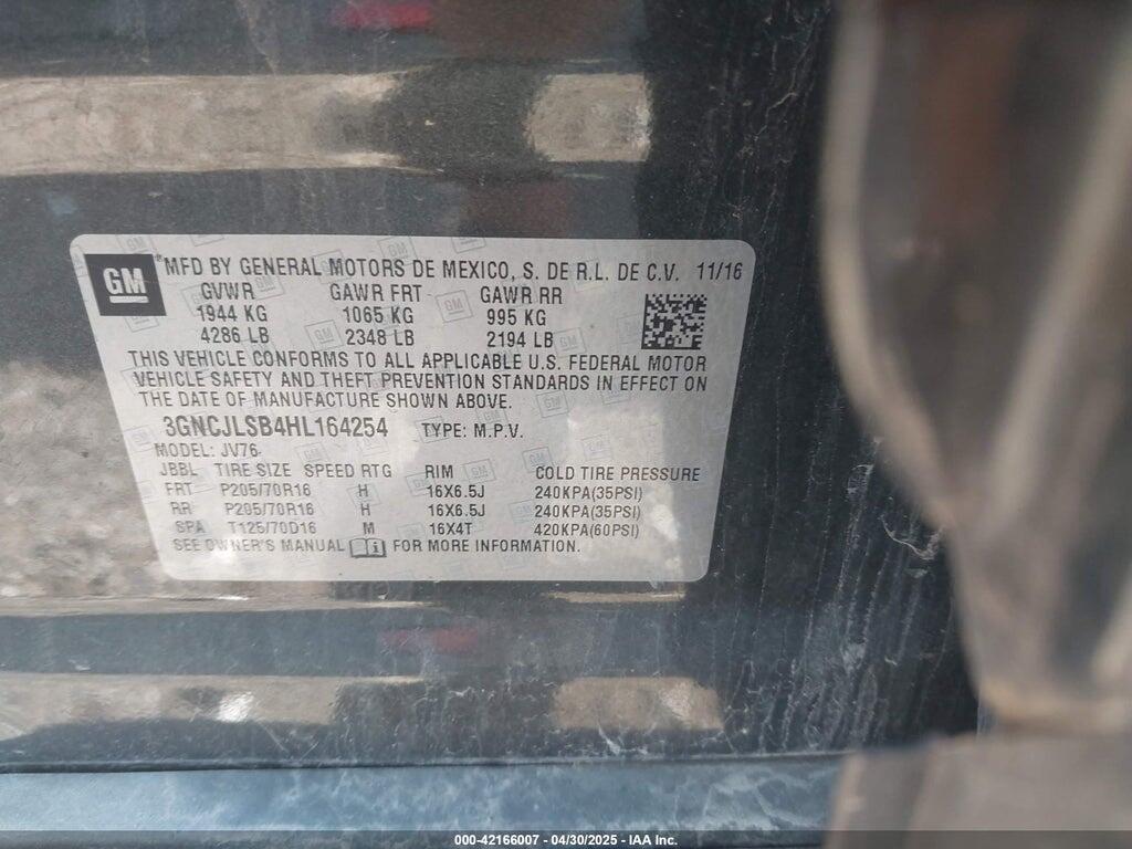 3GNCJLSB4HL164254 2017 CHEVROLET TRAX photo no. 9