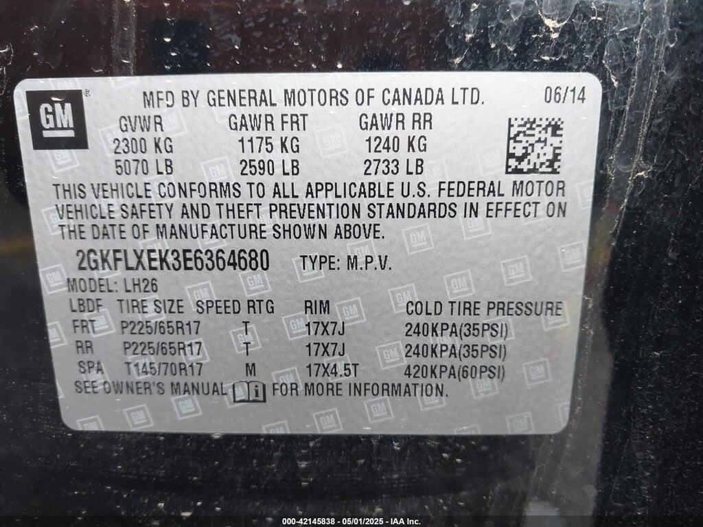 2GKFLXEK3E6364680 2014 GMC TERRAIN photo no. 9