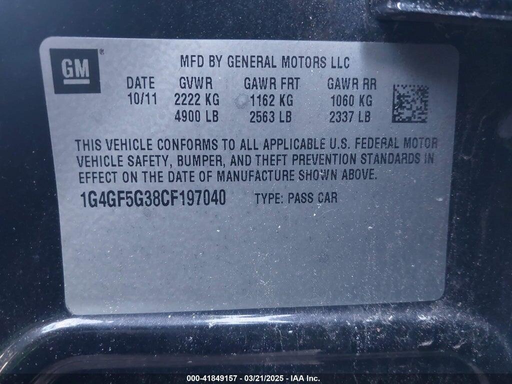 1G4GF5G38CF197040 2012 BUICK LACROSSE photo no. 9