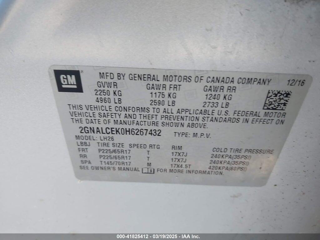 2GNALCEK0H6267432 2017 CHEVROLET EQUINOX photo no. 9