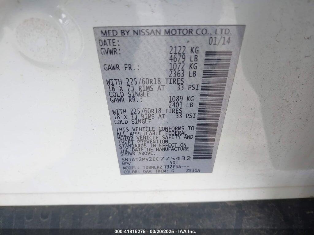 5N1AT2MV2EC775432 2014 NISSAN ROGUE photo no. 9