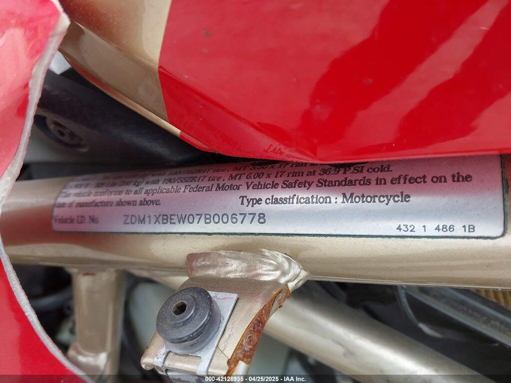 ZDM1XBEW07B006778 2007 DUCATI 1098 photo no. 10