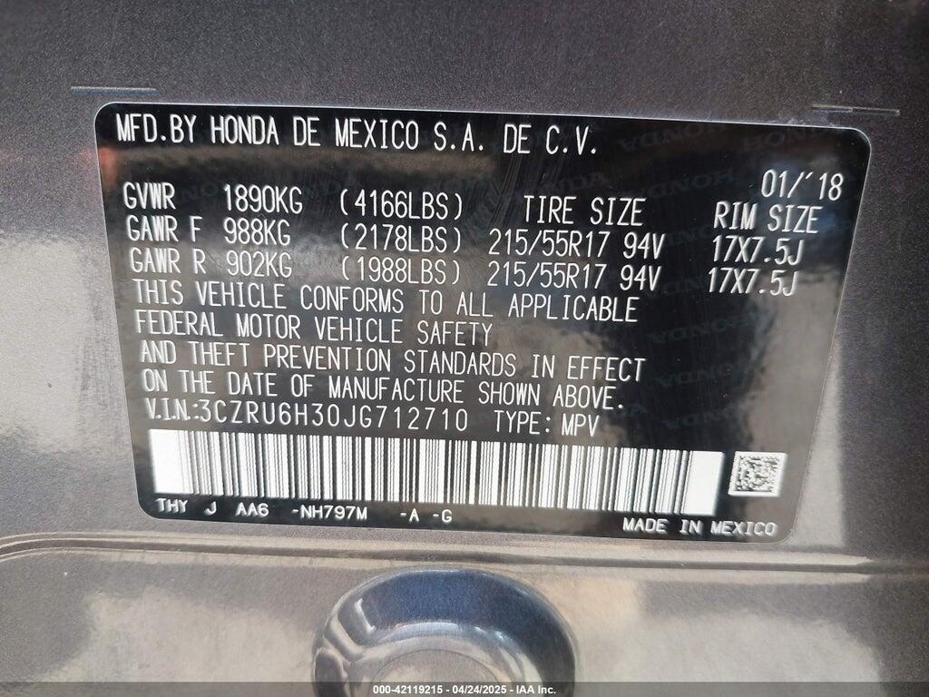 3CZRU6H30JG712710 2018 HONDA HR-V photo no. 9