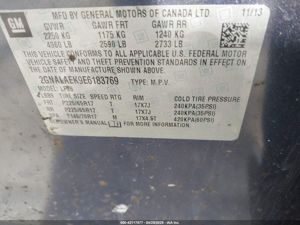 2GNALAEK9E6183769 2014 CHEVROLET EQUINOX photo no. 9