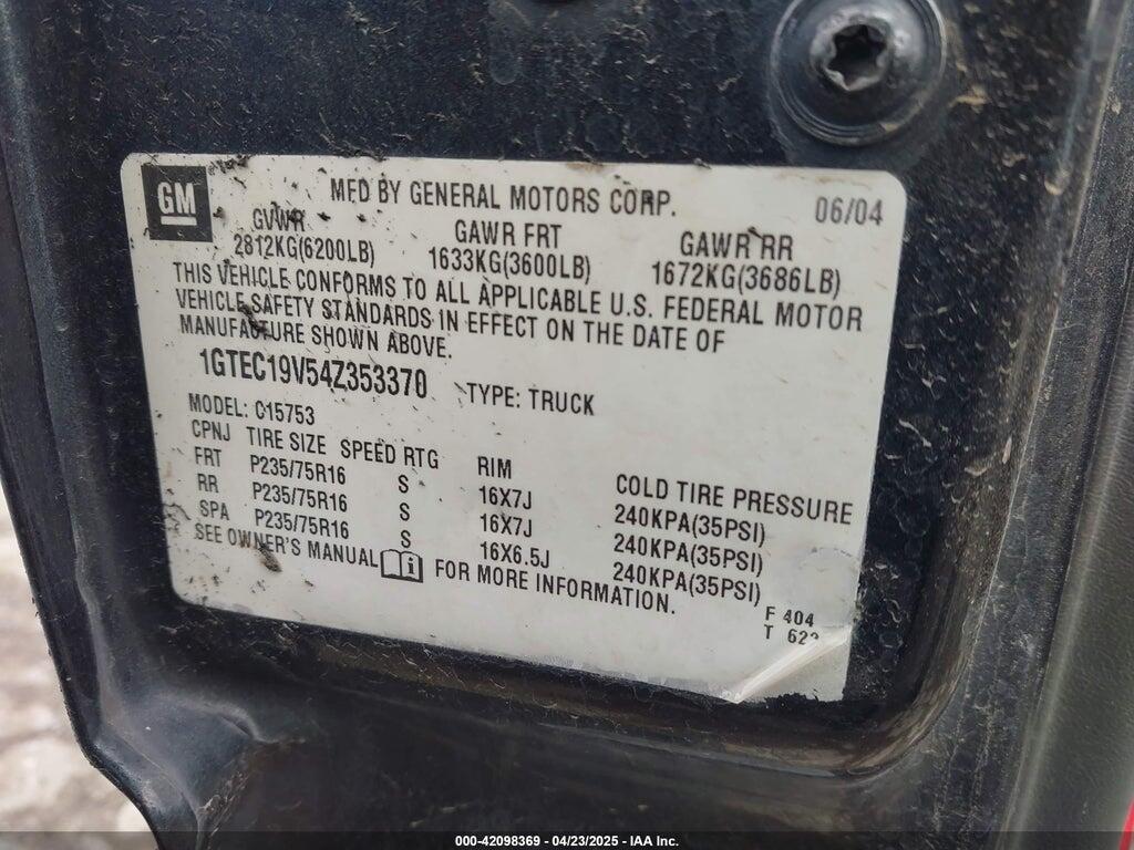 1GTEC19V54Z353370 2004 GMC SIERRA 1500 photo no. 9