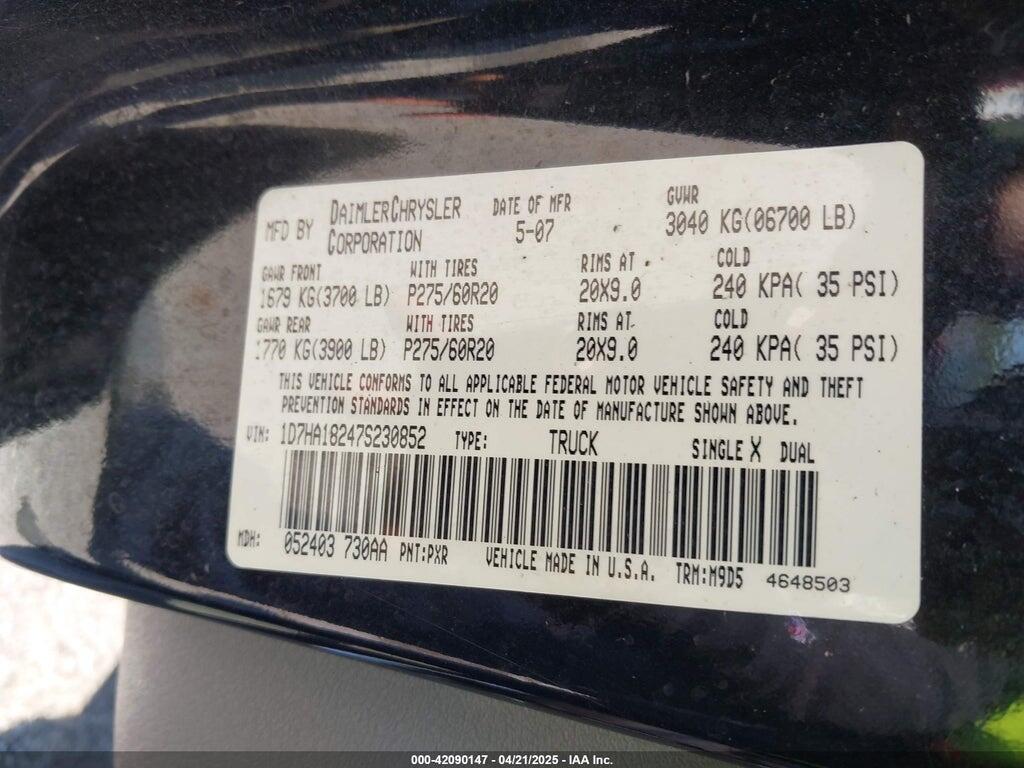 1D7HA18247S230852 2007 DODGE RAM 1500 photo no. 9