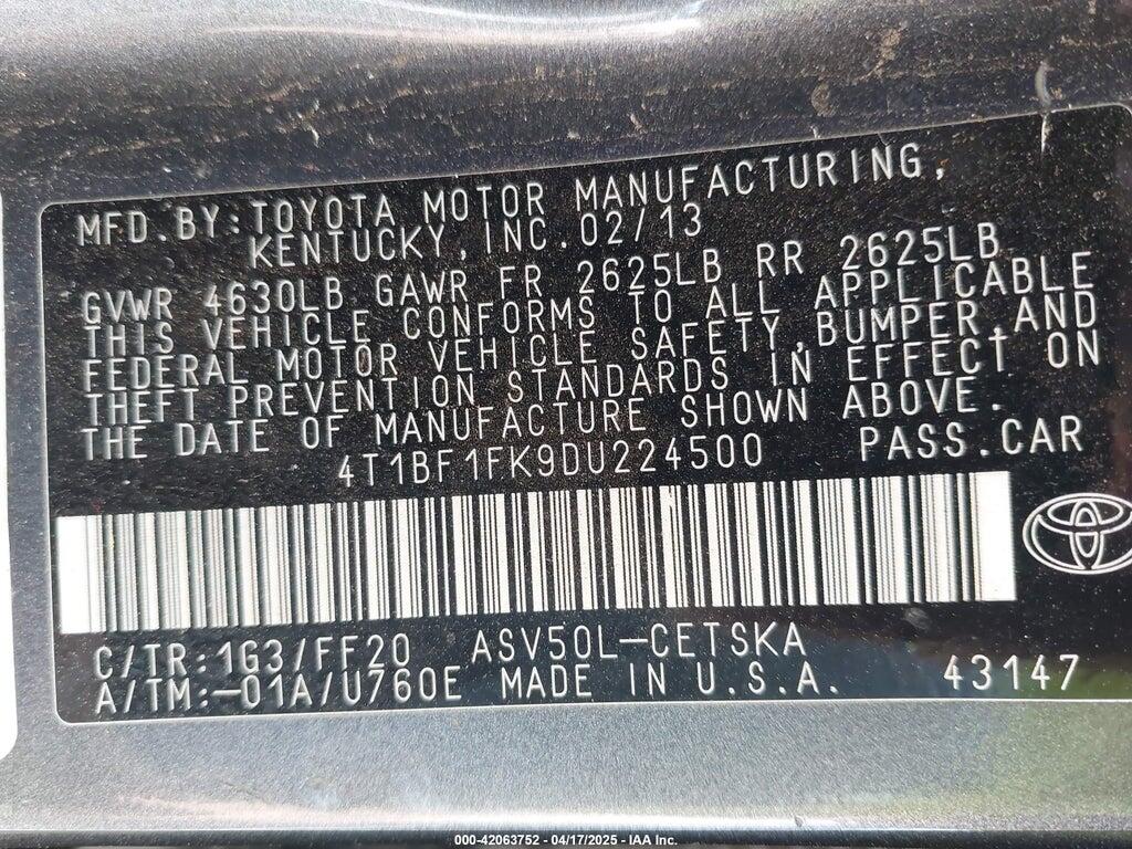 4T1BF1FK9DU224500 2013 TOYOTA CAMRY photo no. 9