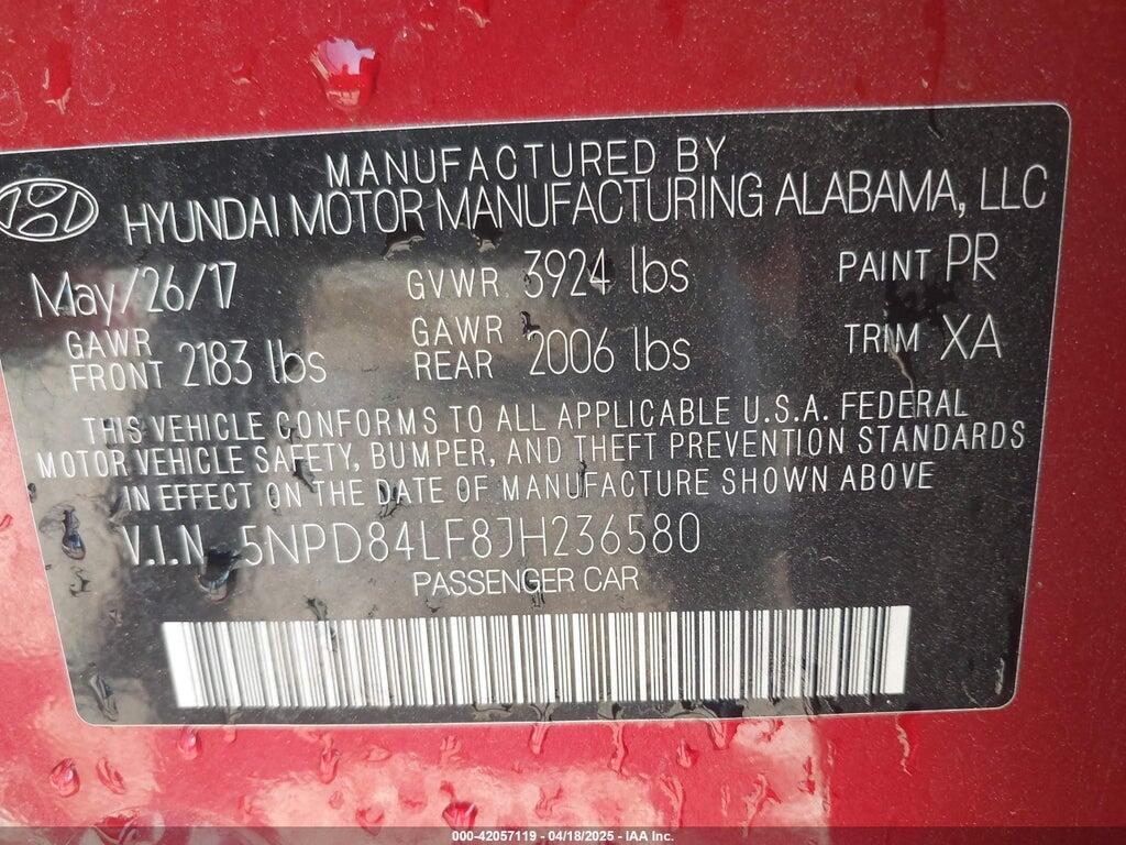 5NPD84LF8JH236580 2018 HYUNDAI ELANTRA photo no. 9