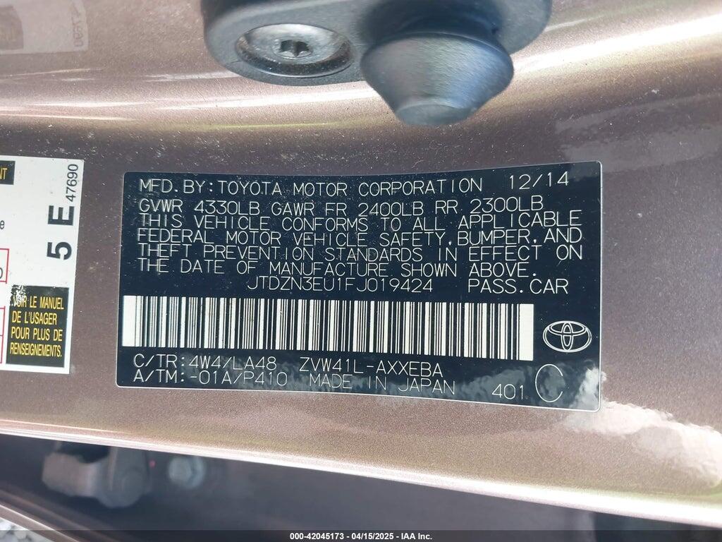 JTDZN3EU1FJ019424 2015 TOYOTA PRIUS V photo no. 9