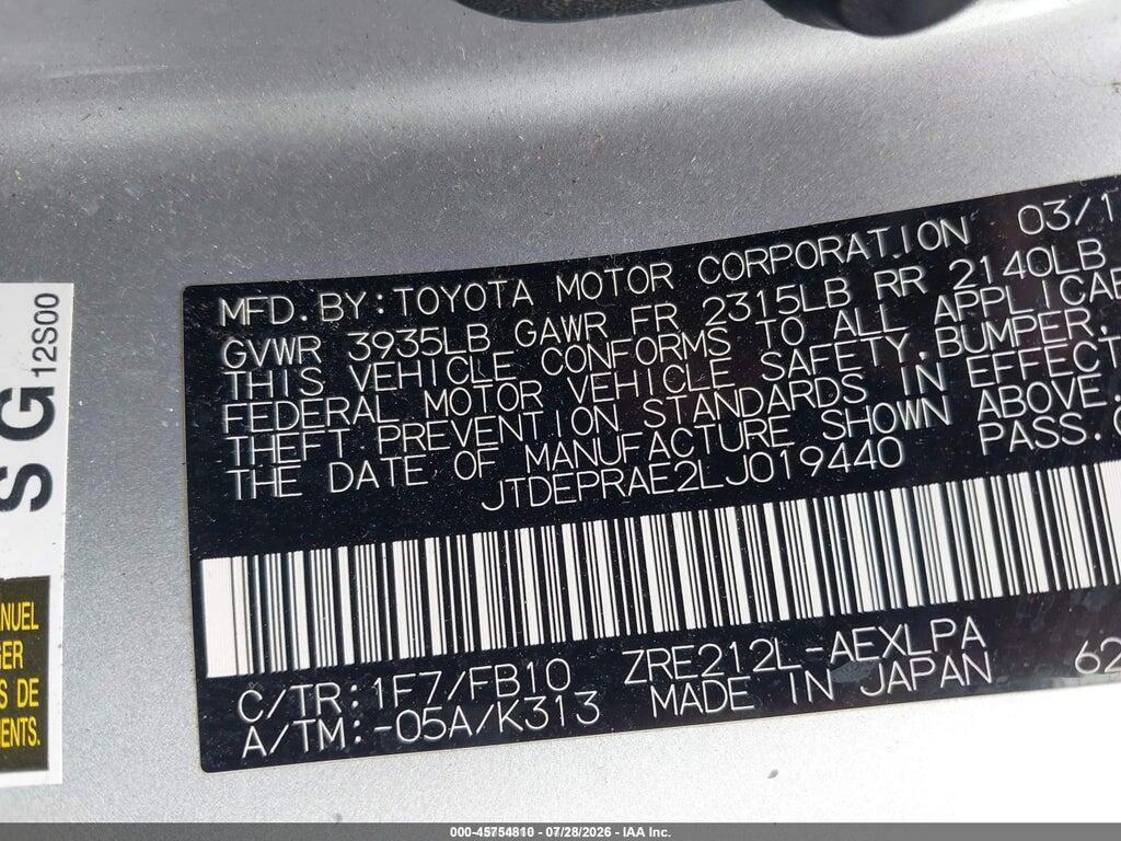 JTDEPRAE2LJ019440 2020 TOYOTA COROLLA photo no. 9