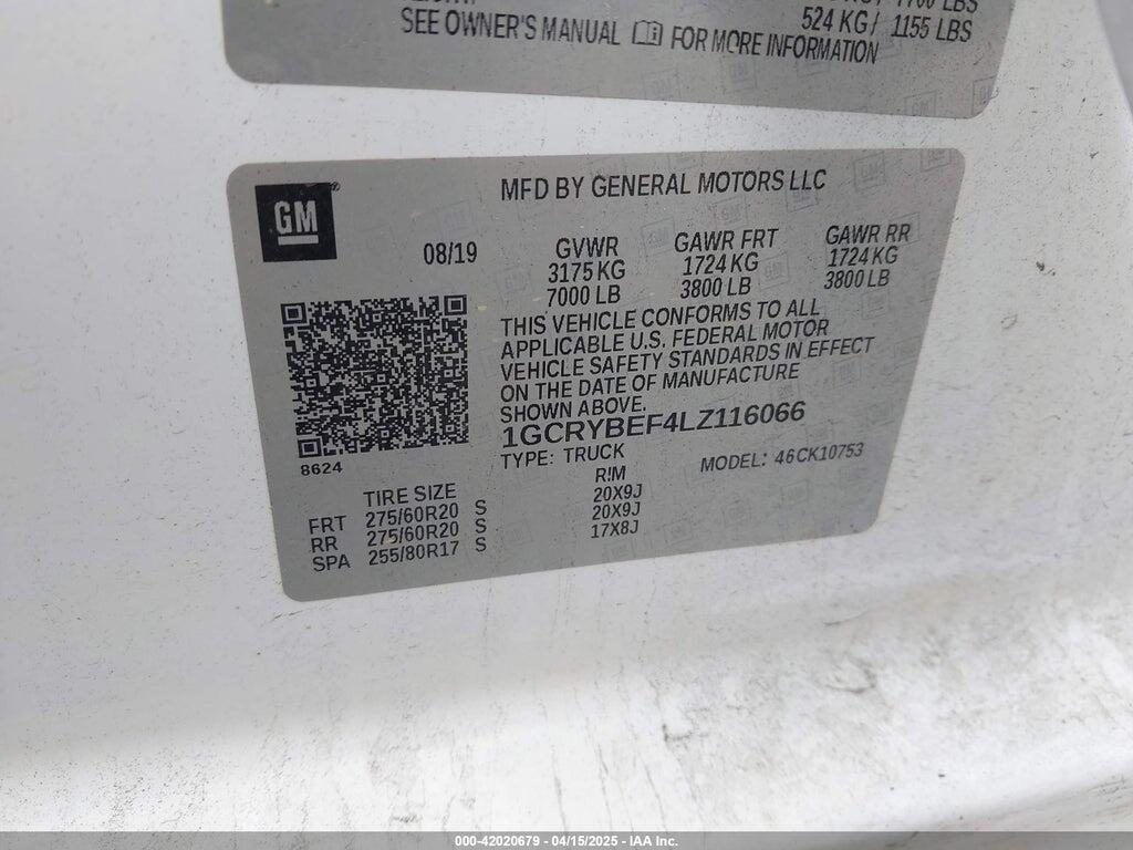 1GCRYBEF4LZ116066 2020 CHEVROLET SILVERADO 1500 photo no. 9