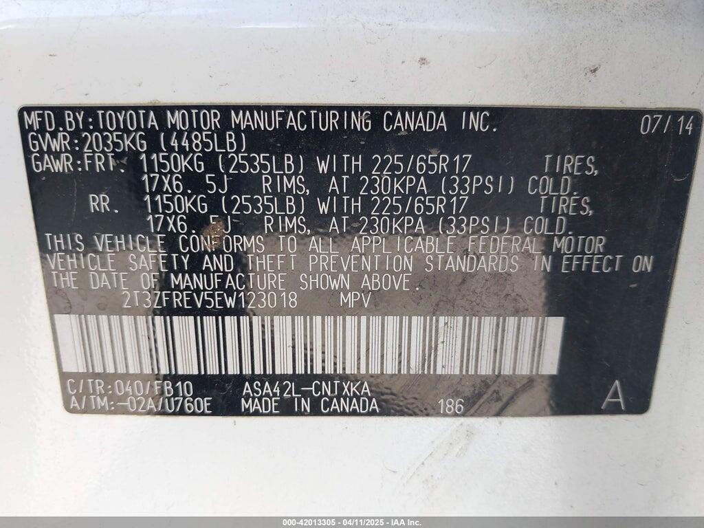 2T3ZFREV5EW123018 2014 TOYOTA RAV4 photo no. 9