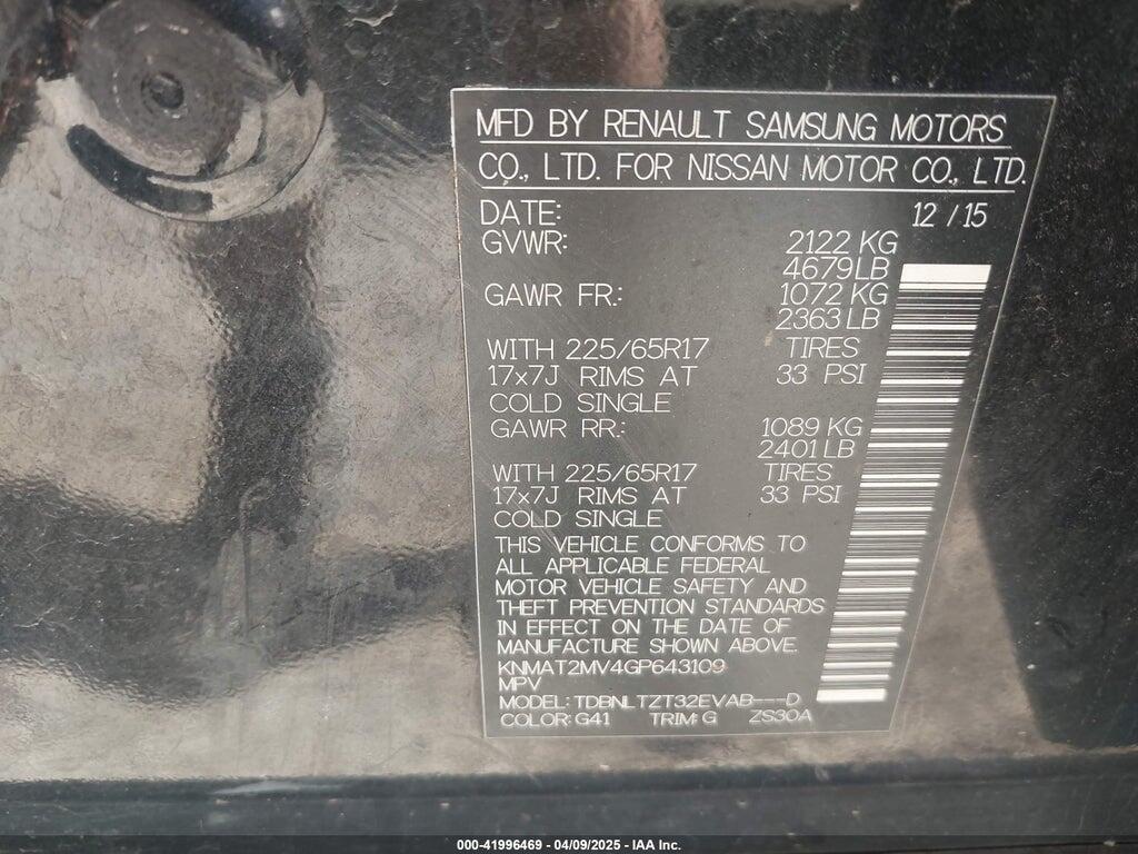 KNMAT2MV4GP643109 2016 NISSAN ROGUE photo no. 9