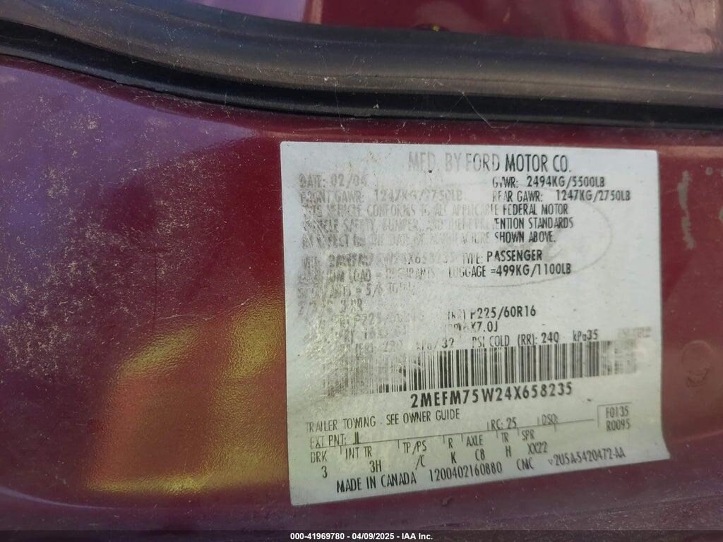 2MEFM75W24X658235 2004 MERCURY GRAND MARQUIS photo no. 9
