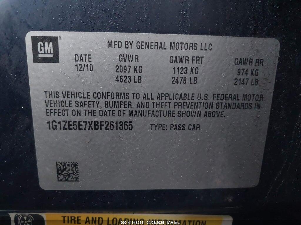 1G1ZE5E7XBF261365 2011 CHEVROLET MALIBU photo no. 9