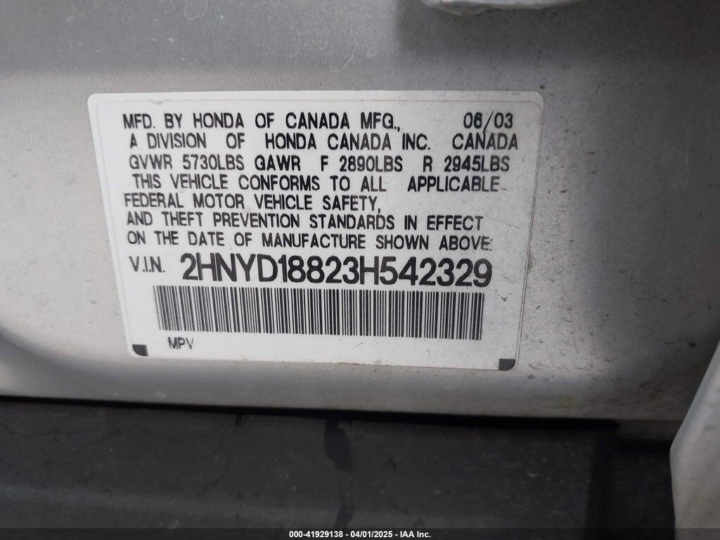 2HNYD18823H542329 2003 ACURA MDX photo no. 9