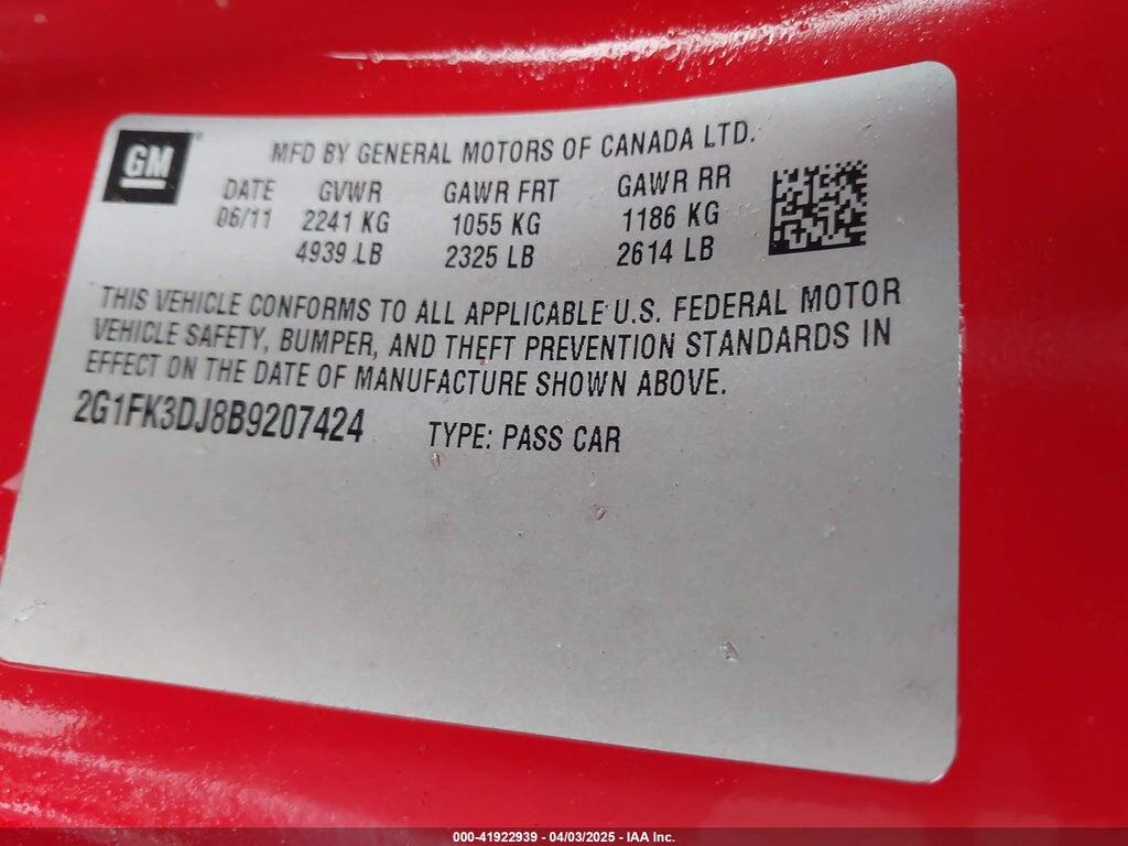 2G1FK3DJ8B9207424 2011 CHEVROLET CAMARO photo no. 9