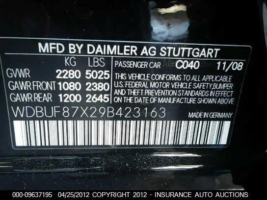 WDBUF87X29B423163 2009 MERCEDES-BENZ E350 photo no. 9