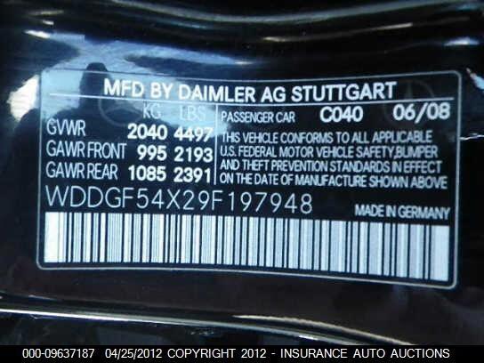 WDDGF54X29F197948 2009 MERCEDES-BENZ C300 photo no. 9