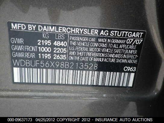WDBUF56X98B213528 2008 MERCEDES-BENZ E350 photo no. 9