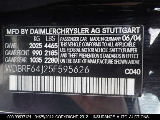 WDBRF64J25F595626 2005 MERCEDES-BENZ C320 photo no. 9