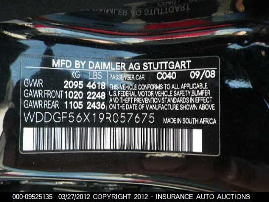WDDGF56X19R057675 2009 MERCEDES-BENZ C350 photo no. 9