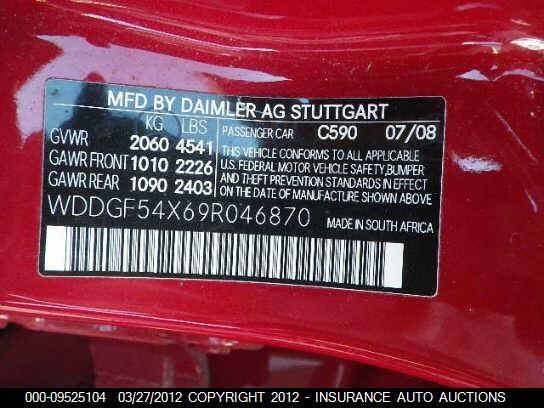 WDDGF54X69R046870 2009 MERCEDES-BENZ C300 photo no. 9