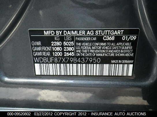 WDBUF87X79B437950 2009 MERCEDES-BENZ E350 photo no. 9
